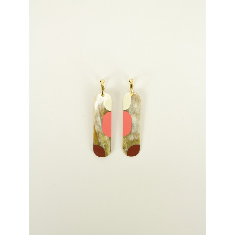 Créoles 75 Nymphe en corne blonde et laque Bordeaux