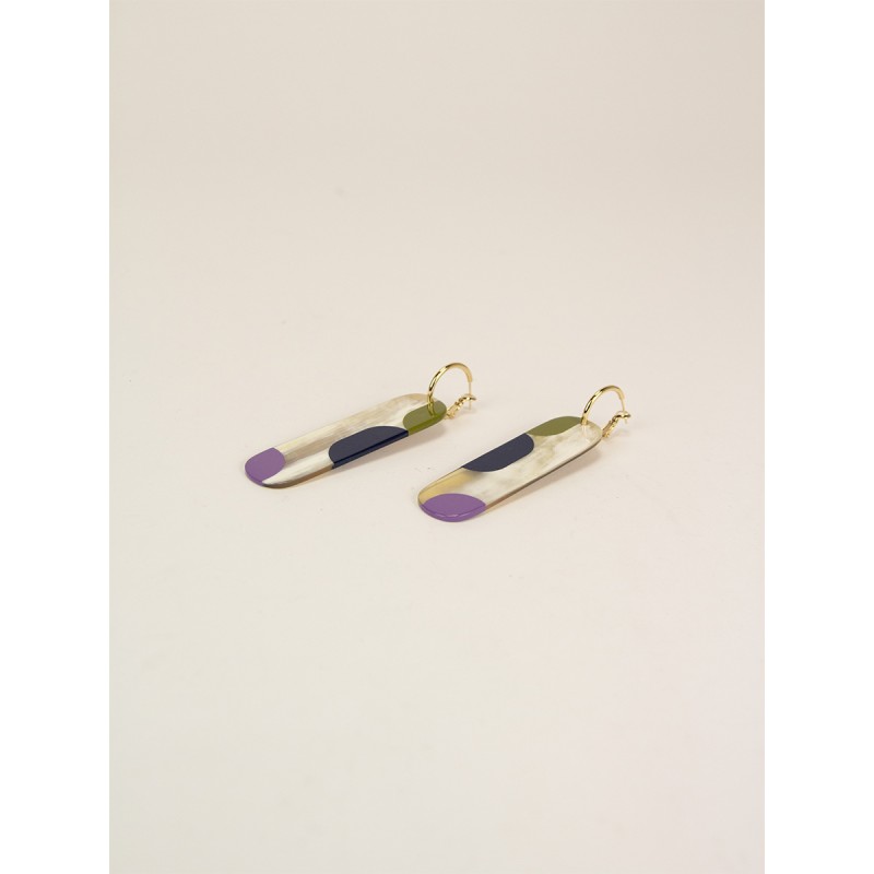 Créoles 75 Nymphe en corne blonde et  laque Parme