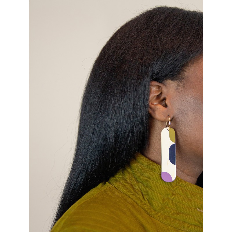 Créoles 75 Nymphe en corne blonde et  laque Parme