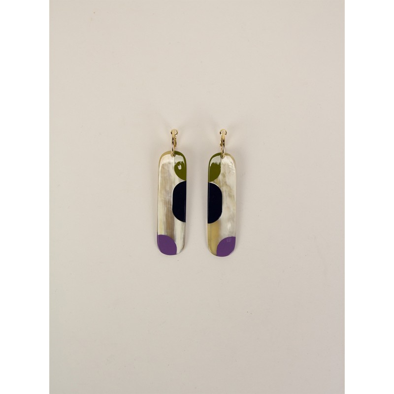 Créoles 75 Nymphe en corne blonde et  laque Parme