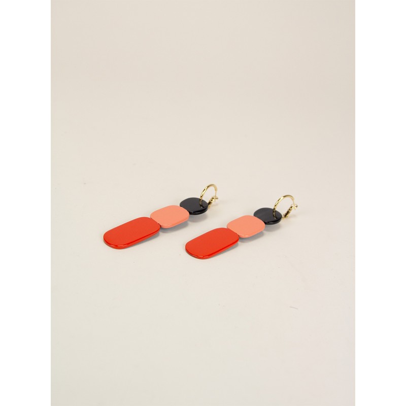 Créoles 85 Totem en corne noire et  laque Roux