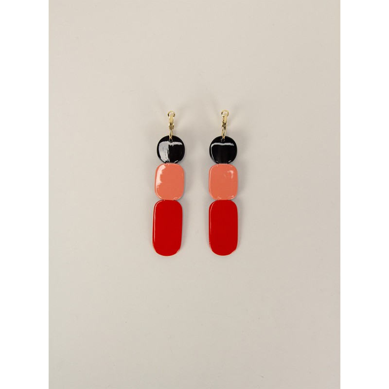 Créoles 85 Totem en corne noire et  laque Roux