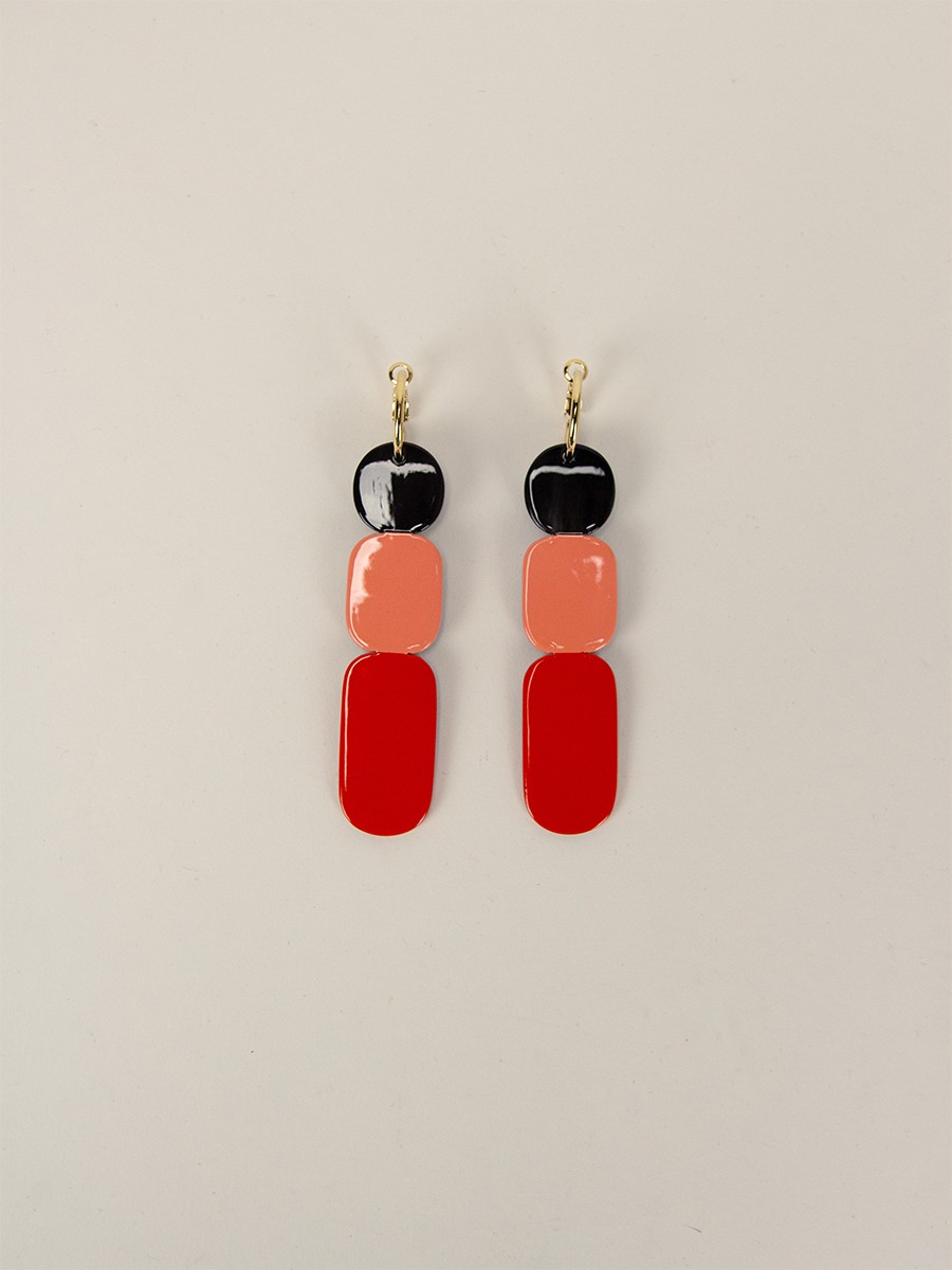 85 Totem hoop earrings in black horn and ginger lacquer