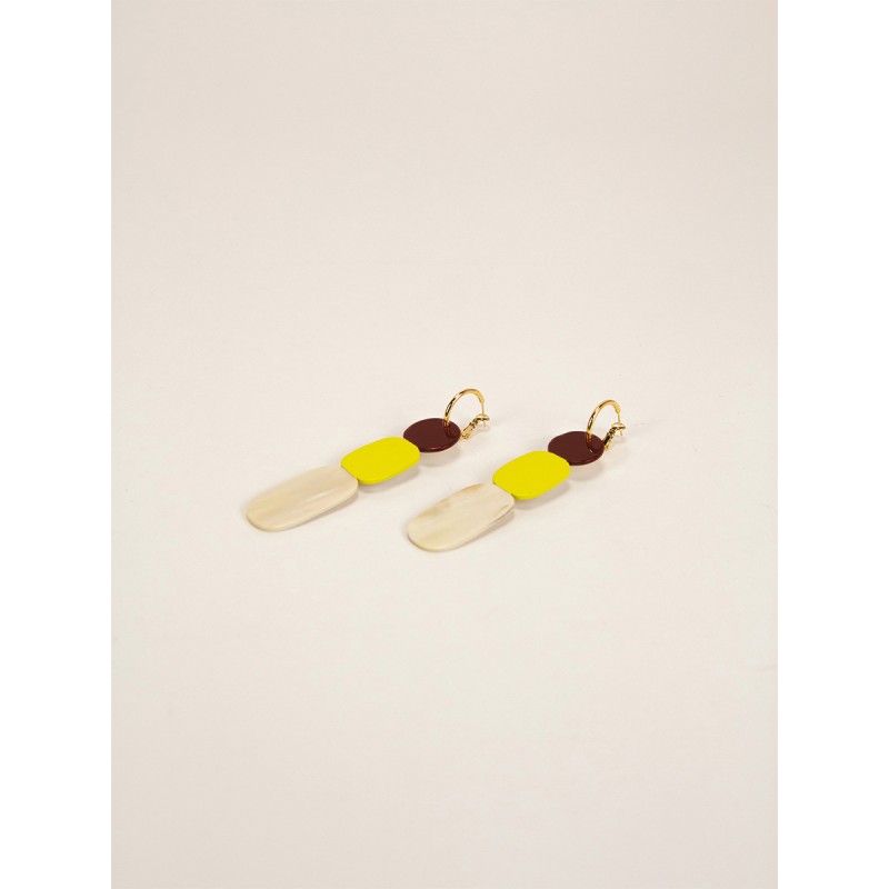 Créoles 85 Totem en corne blonde et laque Lime