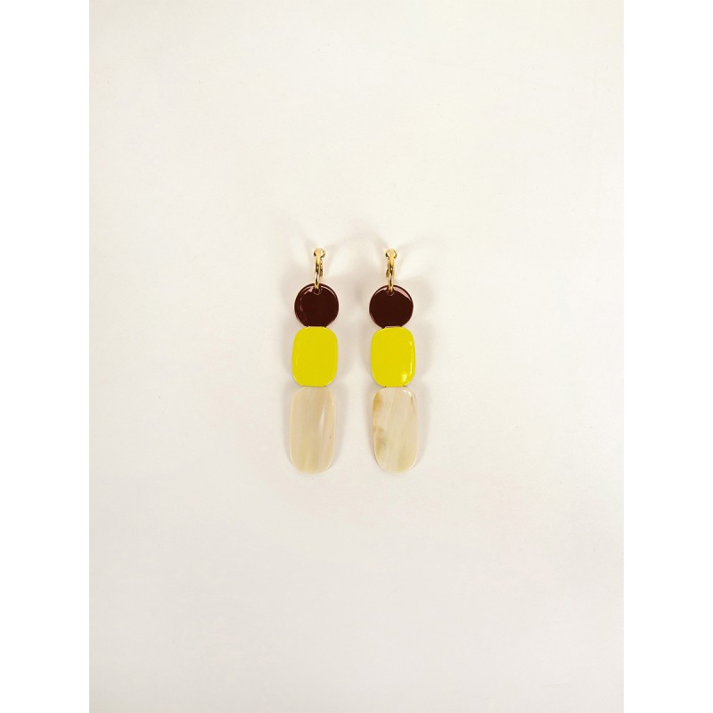 Créoles 85 Totem en corne blonde et laque Lime