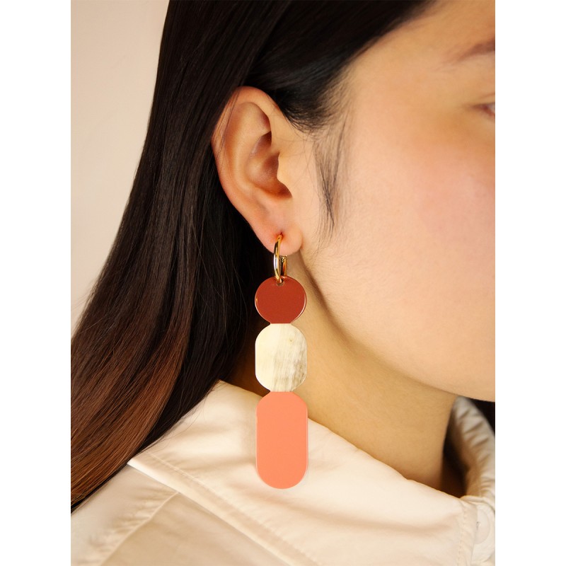 Créoles 85 Totem en corne blonde et laque Bordeaux