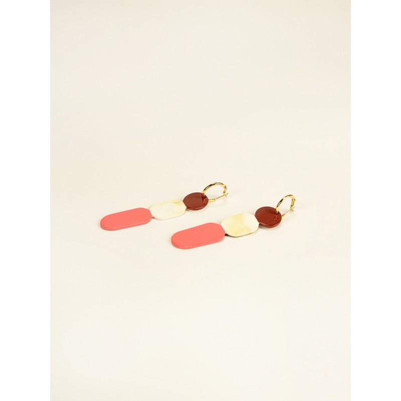 Créoles 85 Totem en corne blonde et laque Bordeaux