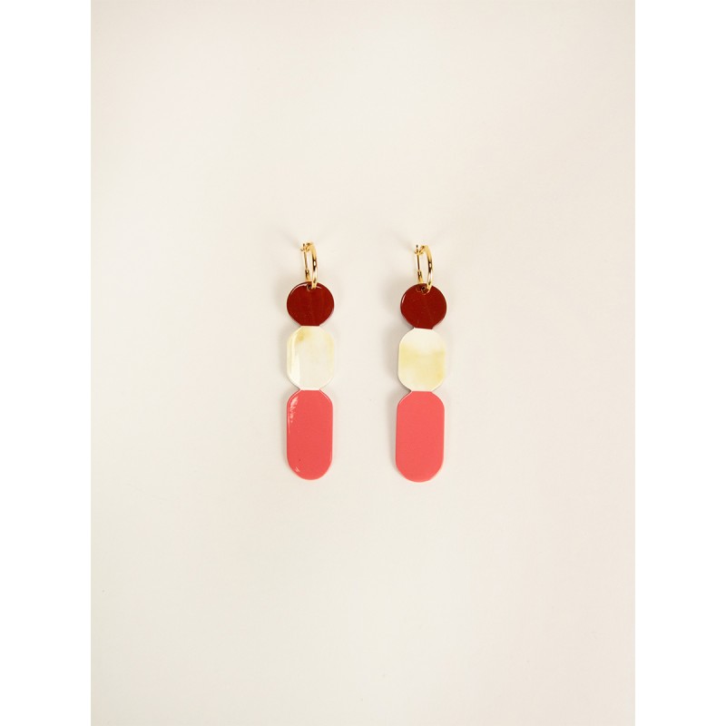 Créoles 85 Totem en corne blonde et laque Bordeaux