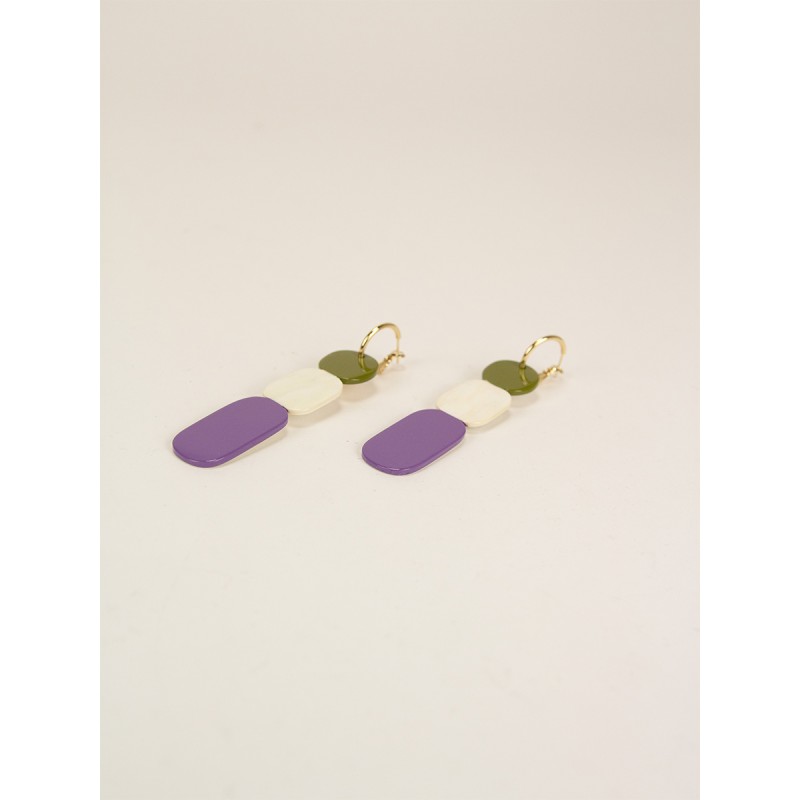 Créoles 85 Totem en corne blonde et  laque Parme