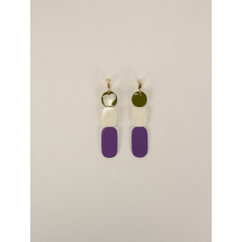 Créoles 85 Totem en corne blonde et  laque Parme