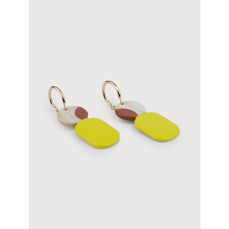 Mini Créoles en corne blonde et laque Lime