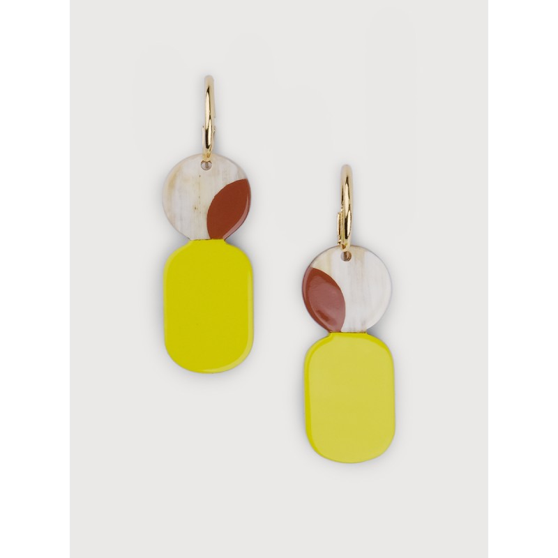 Mini Créoles en corne blonde et laque Lime