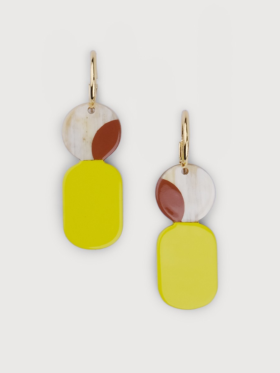 Mini Créoles en corne blonde et laque Lime