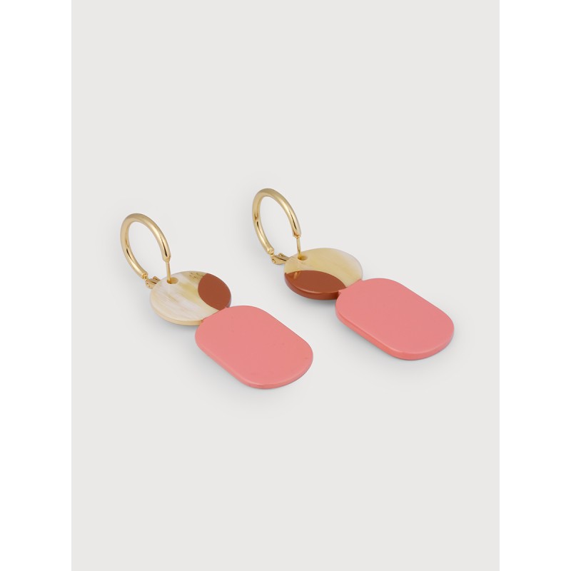 Mini Créoles en corne blonde et laque Bordeaux