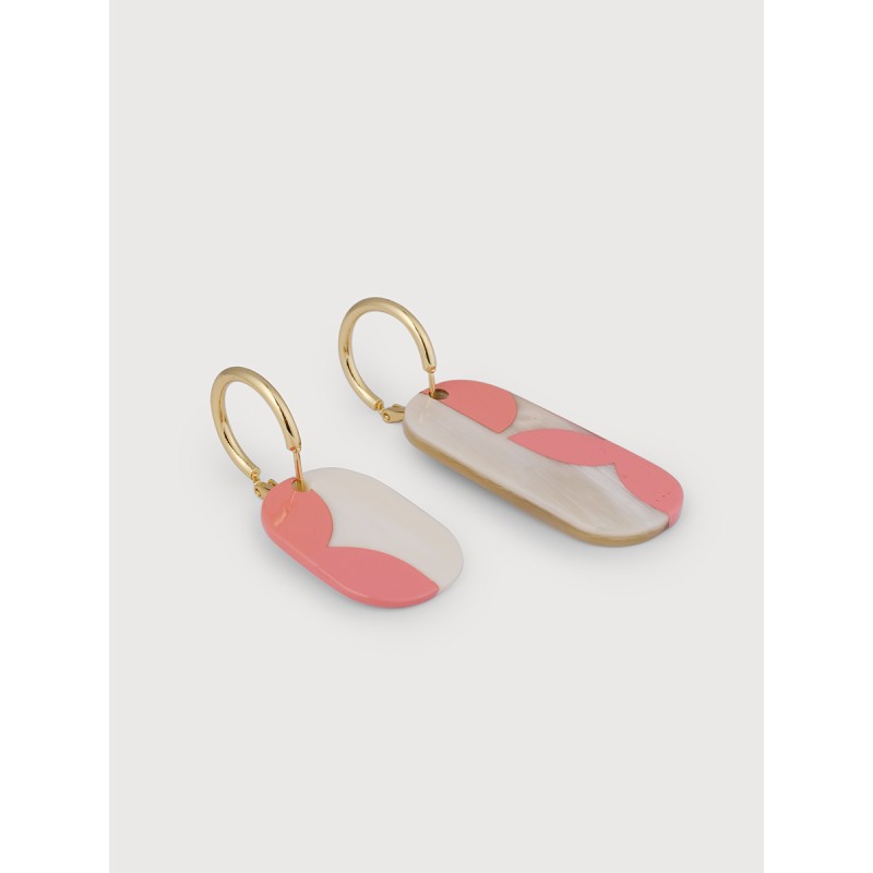 Mini Créoles Nymphe en corne blonde et laque Bordeaux