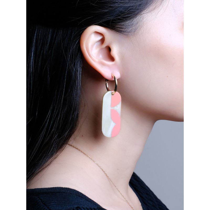 Mini Créoles Nymphe en corne blonde et laque Bordeaux