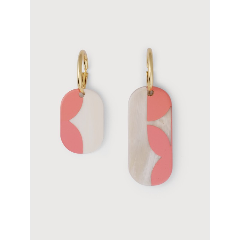 Mini Créoles Nymphe en corne blonde et laque Bordeaux