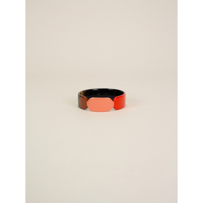 Bracelet 20 Totem en corne noire et  laque Roux taille S