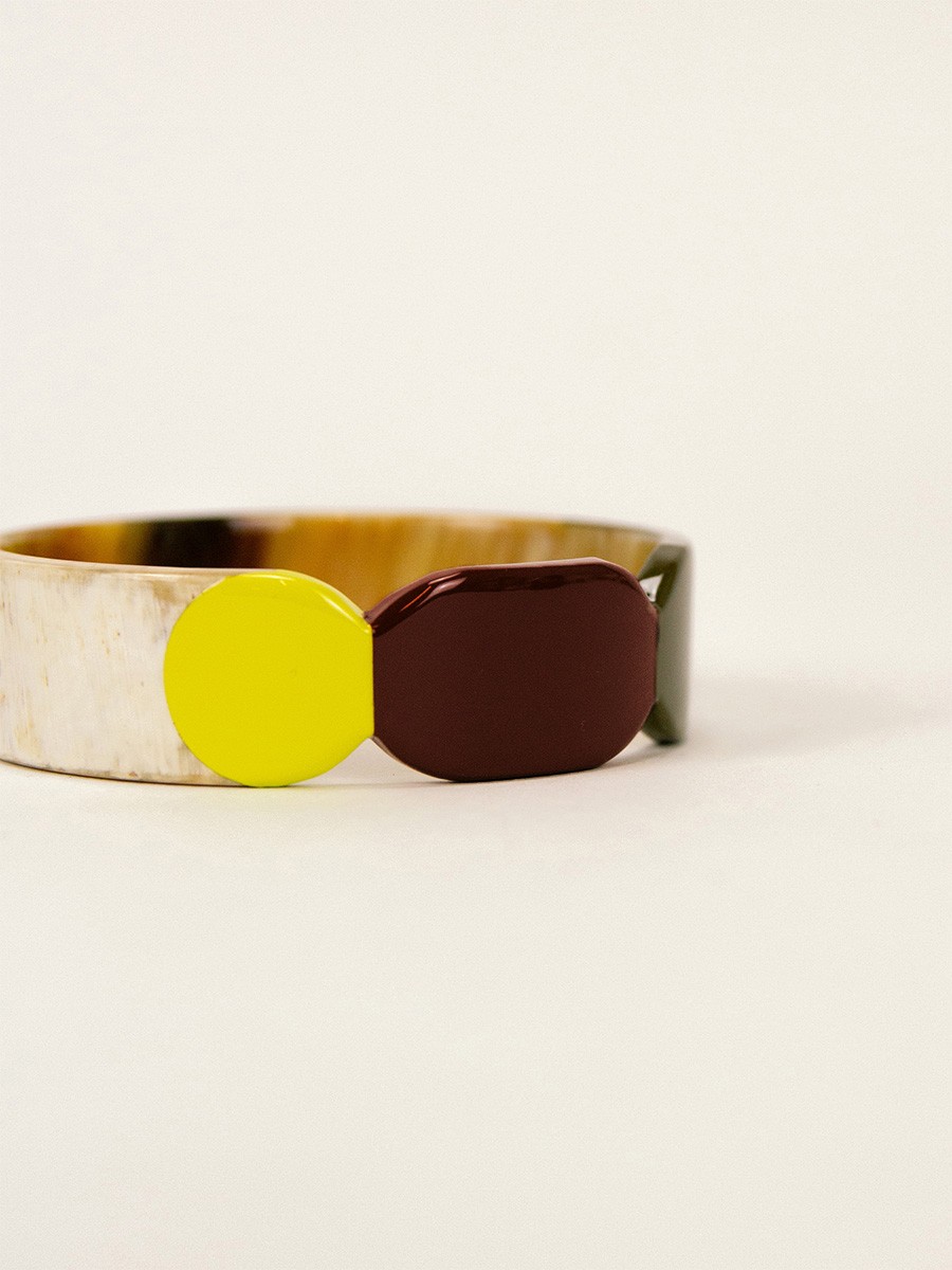 20 Totem bracelet in blond horn and Lime lacquer size S 20 Totem bracelet in blond horn and Lime lacquer size S
