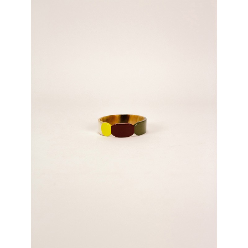 Bracelet 20 Totem en corne blonde et laque Lime taille S