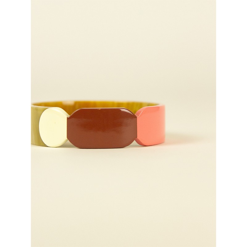 Bracelet 20 Totem en corne blonde et laque Bordeaux taille S