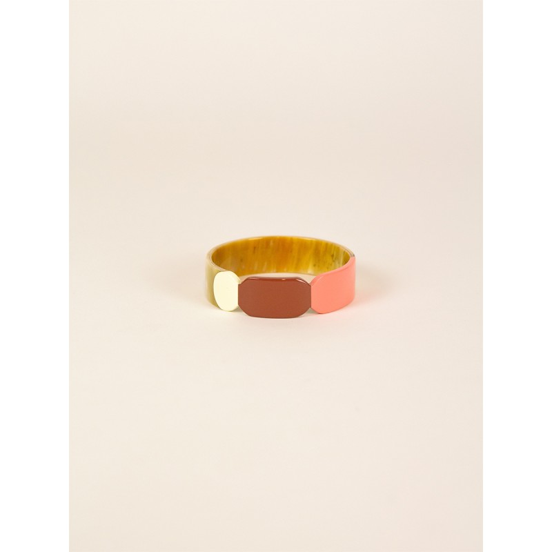 Bracelet 20 Totem en corne blonde et laque Bordeaux taille S