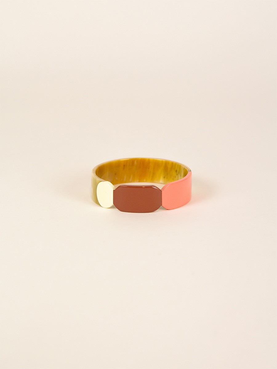 20 Totem bracelet in blond horn and Bordeaux lacquer size S