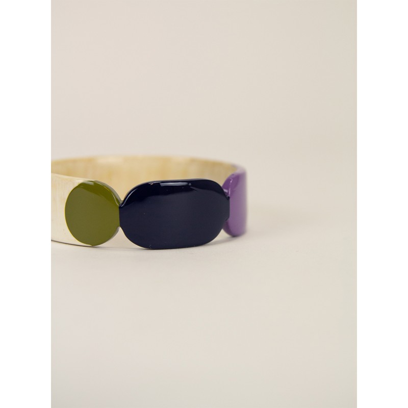 Bracelet 20 Totem en corne blonde et  laque Parme taille S