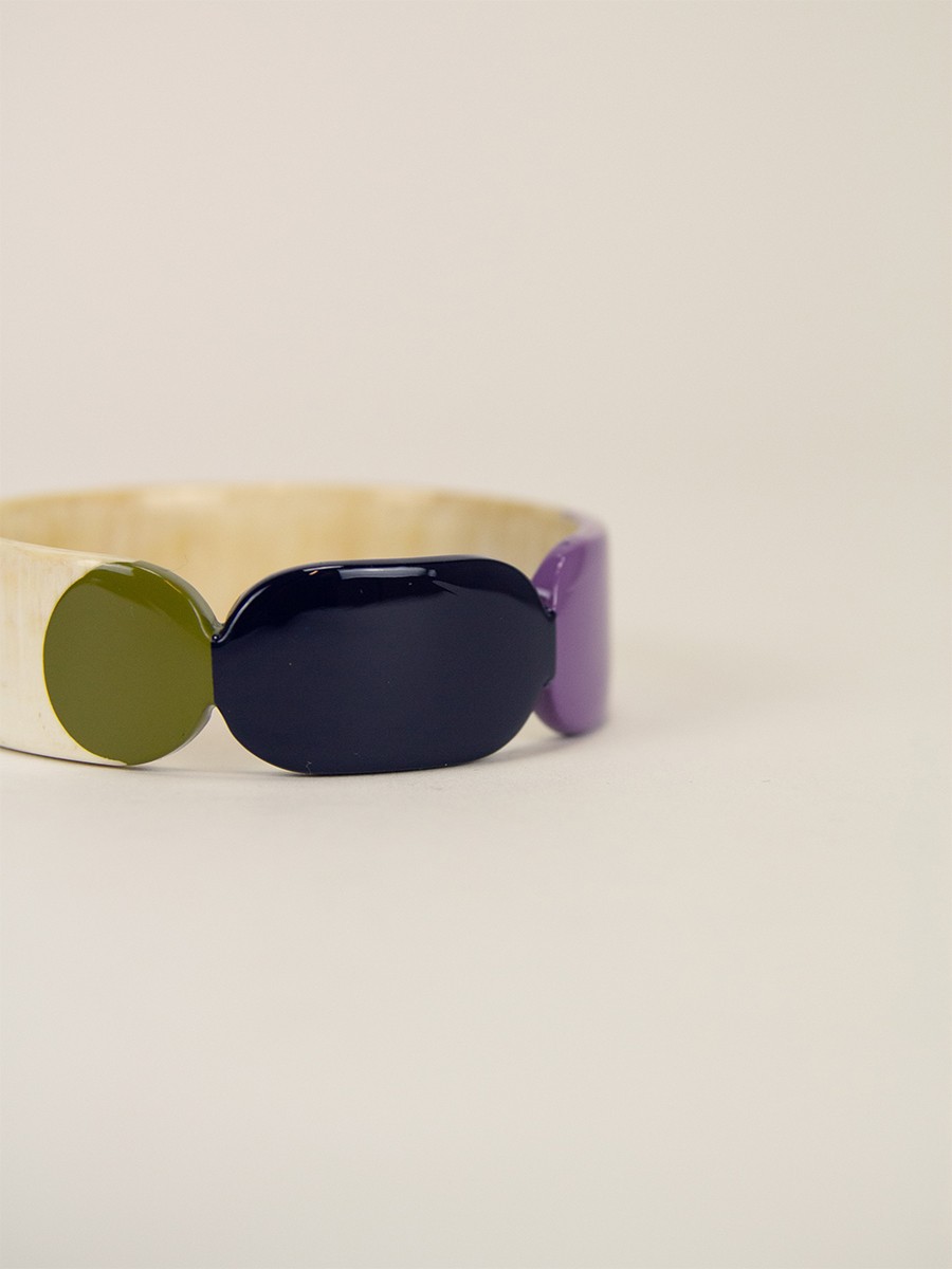 Bracelet 20 Totem en corne blonde et laque Parme taille S Bracelet 20 Totem en corne blonde et laque Parme taille S