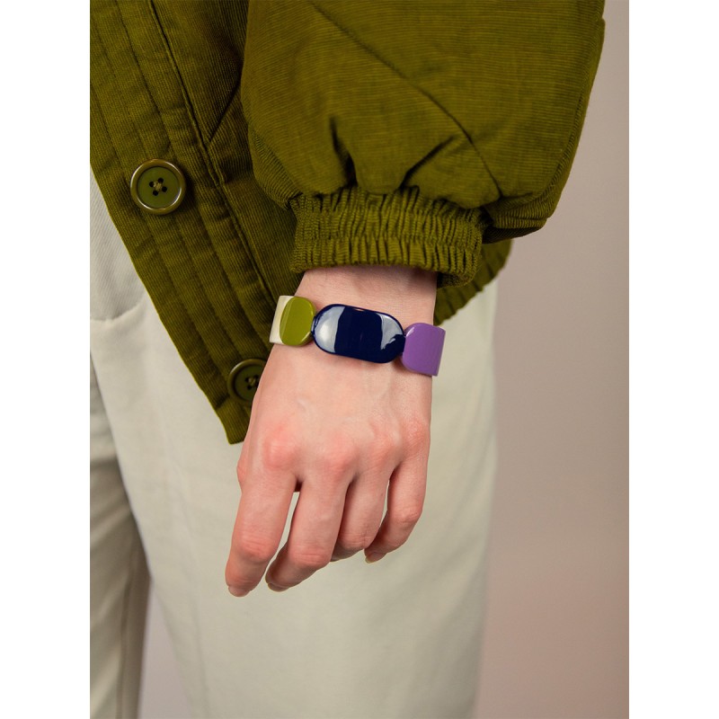 Bracelet 20 Totem en corne blonde et  laque Parme taille S