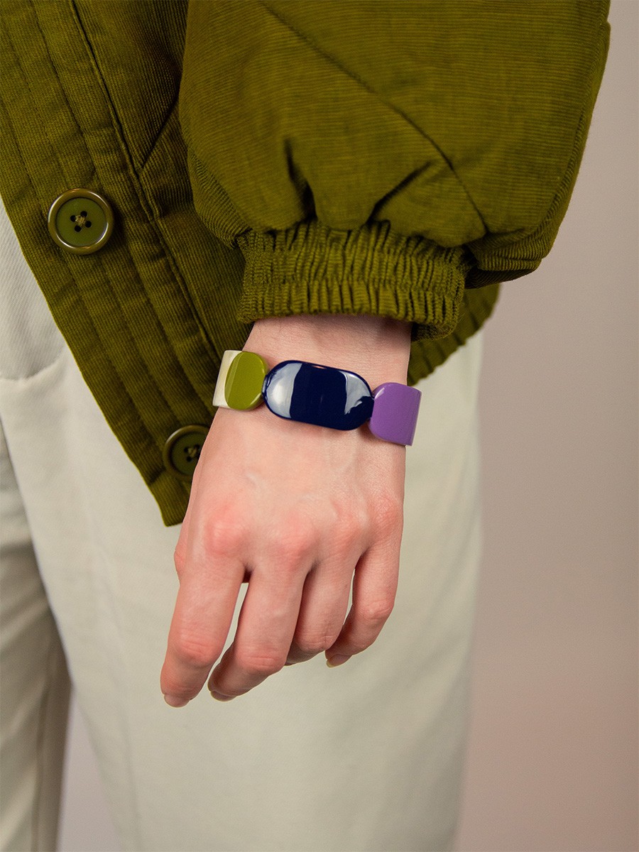 Bracelet 20 Totem en corne blonde et laque Parme taille S Bracelet 20 Totem en corne blonde et laque Parme taille S