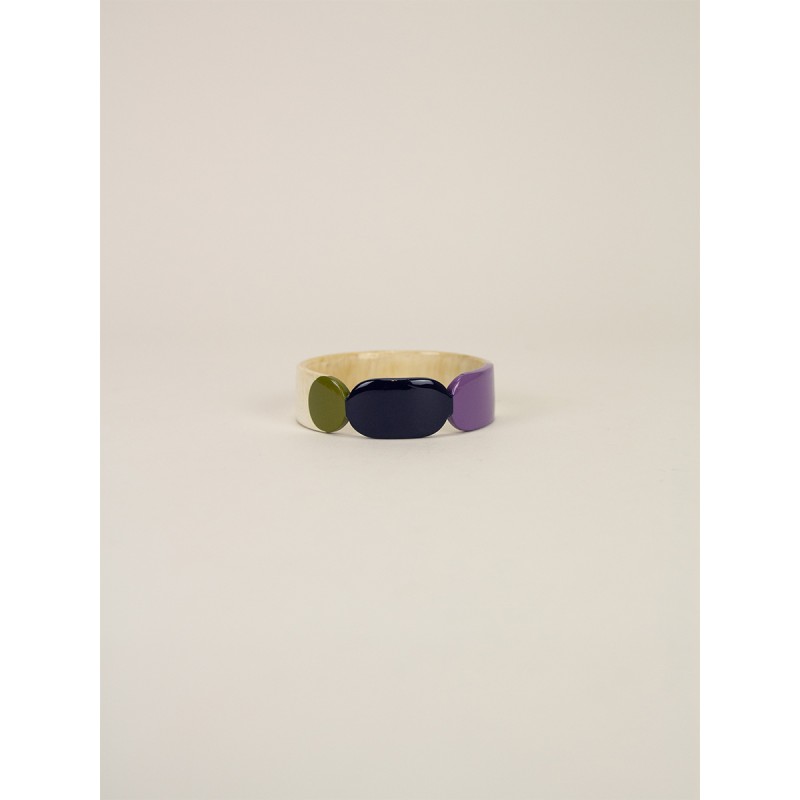 Bracelet 20 Totem en corne blonde et  laque Parme taille S