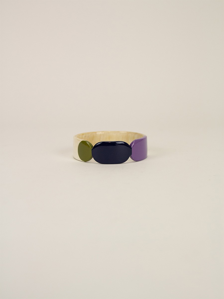 Bracelet 20 Totem en corne blonde et  laque Parme taille S