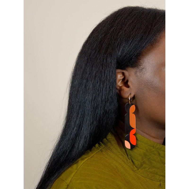 Créoles 85 Nymphe en corne noire et  laque Roux