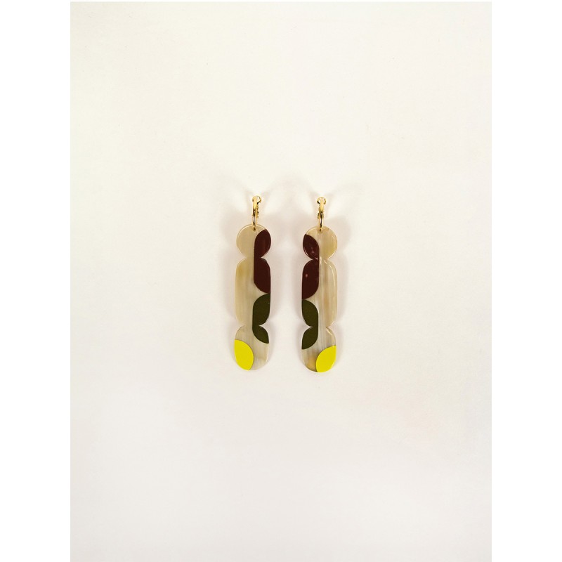 Créoles 85 Nymphe en corne blonde et laque Lime