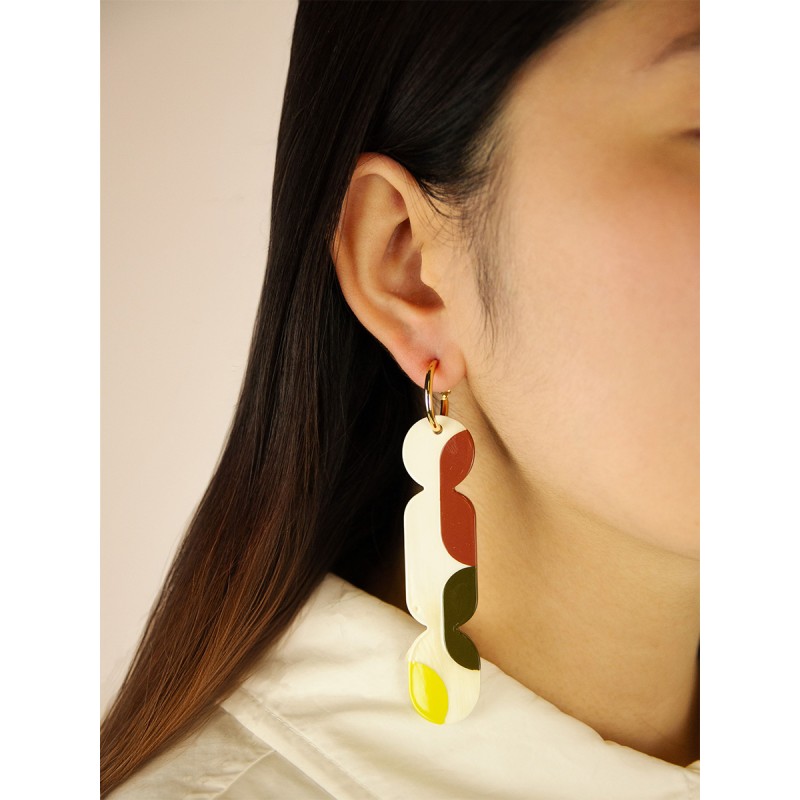 Créoles 85 Nymphe en corne blonde et laque Lime