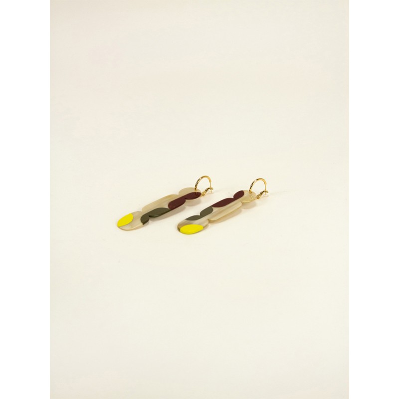 Créoles 85 Nymphe en corne blonde et laque Lime