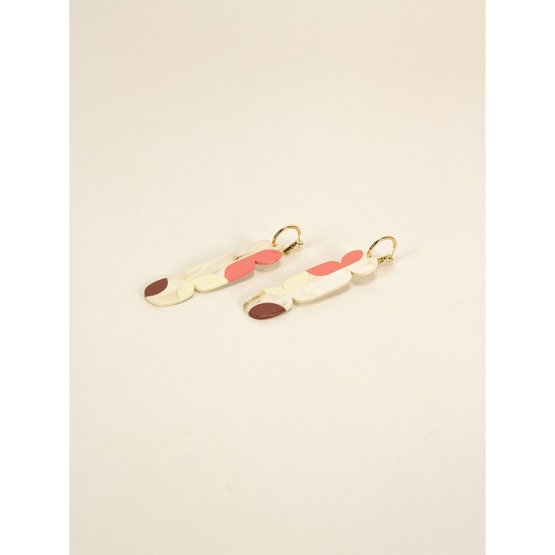 Créoles 85 Nymphe en corne blonde et laque Bordeaux