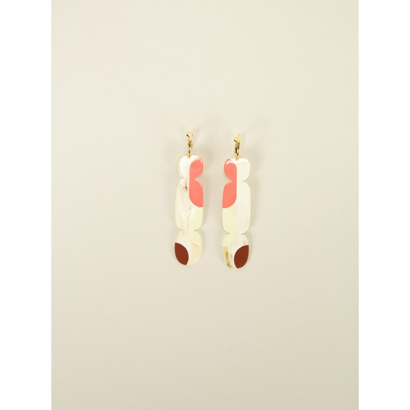 Créoles 85 Nymphe en corne blonde et laque Bordeaux