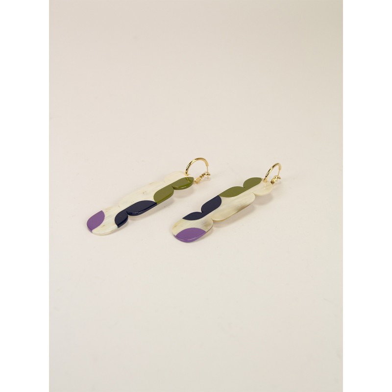 Créoles 85 Nymphe en corne blonde et  laque Parme