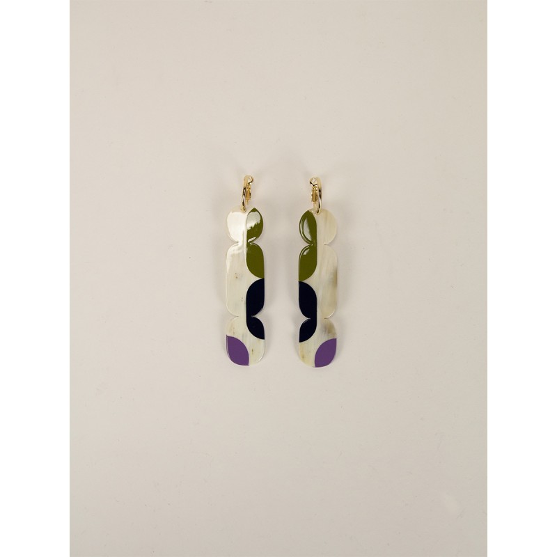 Créoles 85 Nymphe en corne blonde et  laque Parme