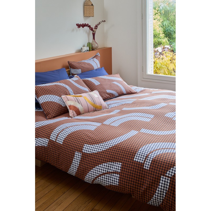 Housse de coussin Vichy Ocre  50x75