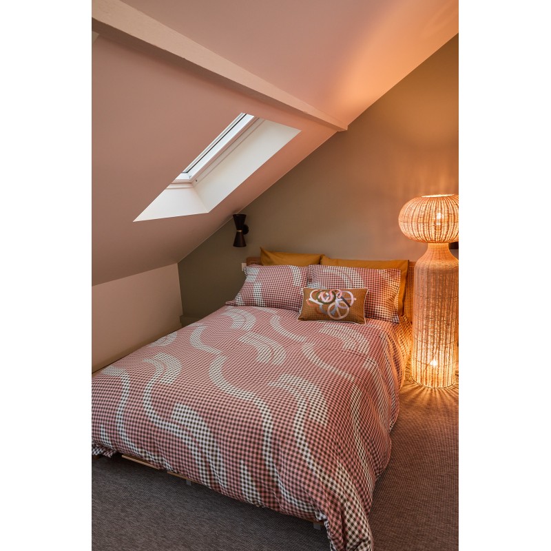 Housse de coussin Vichy Rose