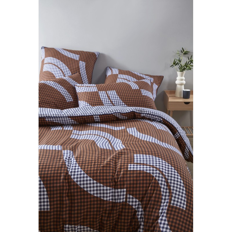 Housse de coussin Vichy Ocre  50x75