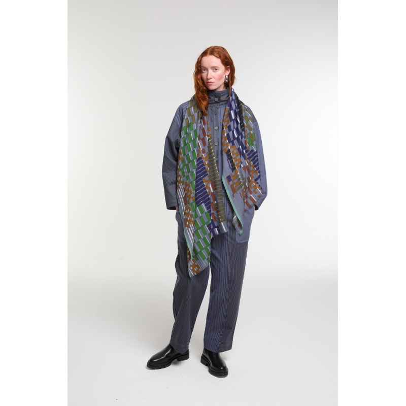 Foulard  Saccade Gris Bleu