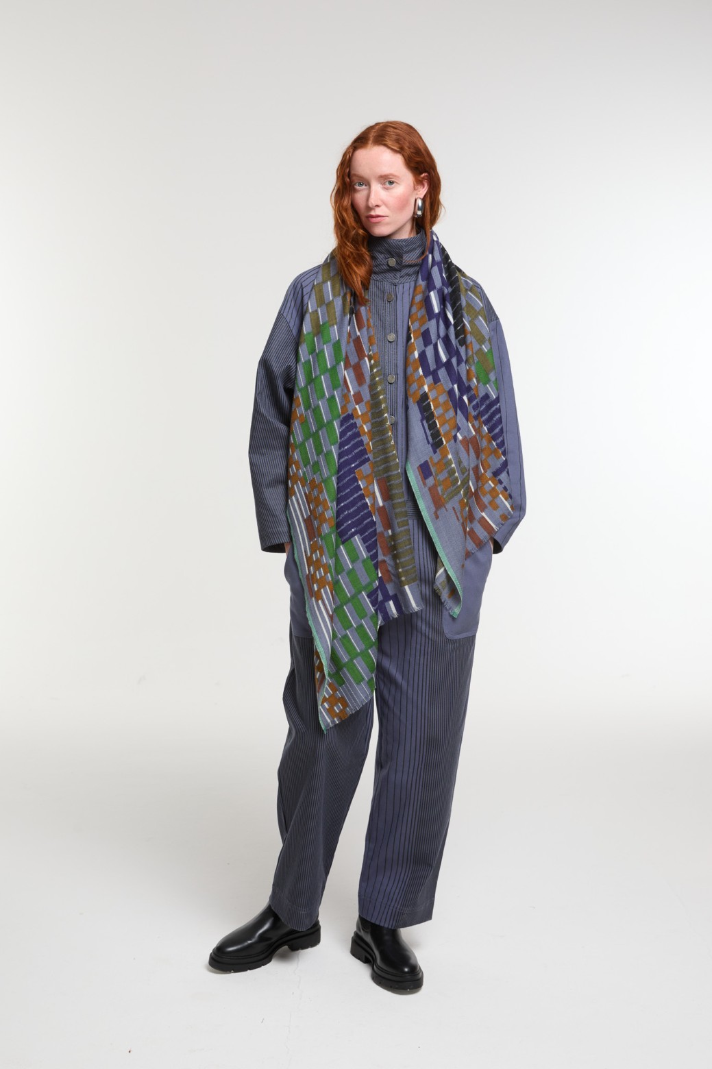 Blue Grey  Saccade Scarf