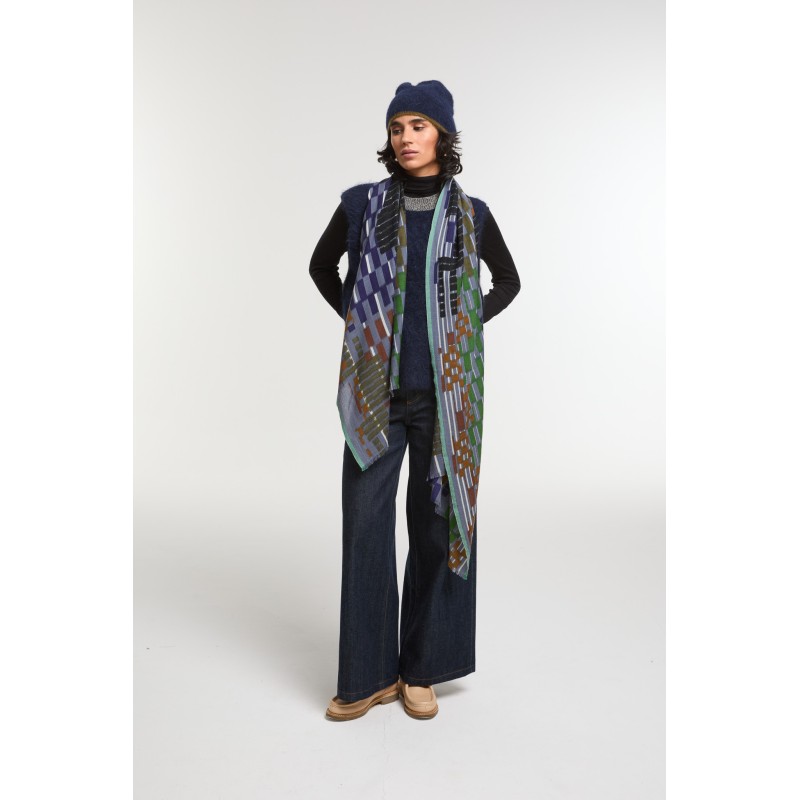 Foulard  Saccade Gris Bleu