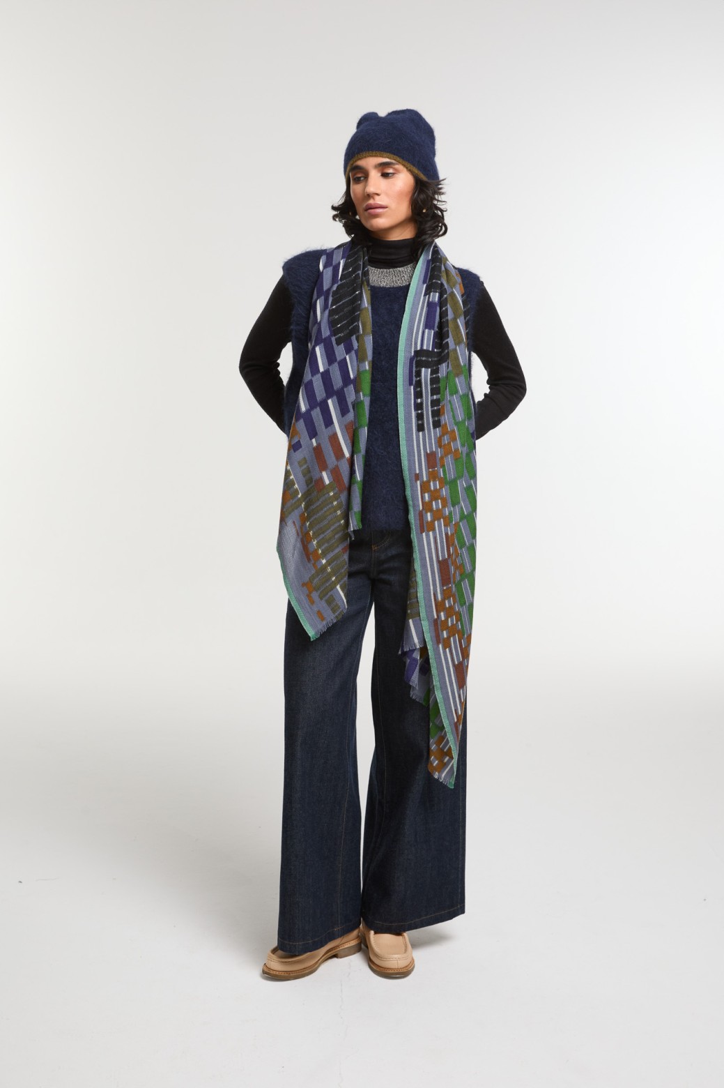 Blue Grey  Saccade Scarf