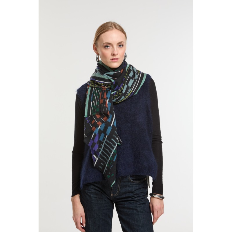 Foulard  Saccade Noir Bleu