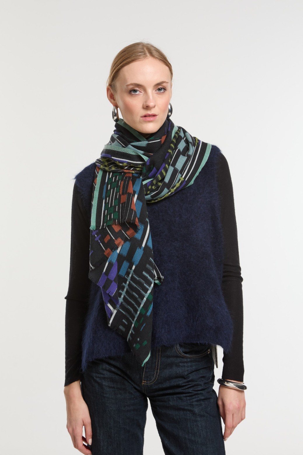 Black Blue  Saccade Scarf